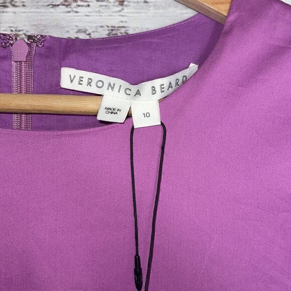 Veronica Beard Dress Womens Sz 10 puff Sleeves Cut out Mini Tiered Cotton Blend - Picture 3 of 9